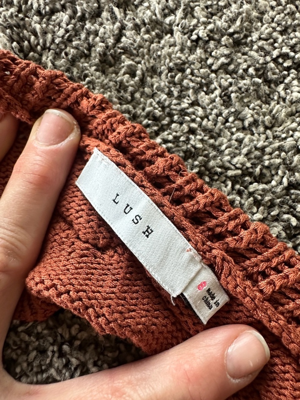 LUSH Small Rust Knit Crochet Bralette Festival Wear - Picture 3 of 5